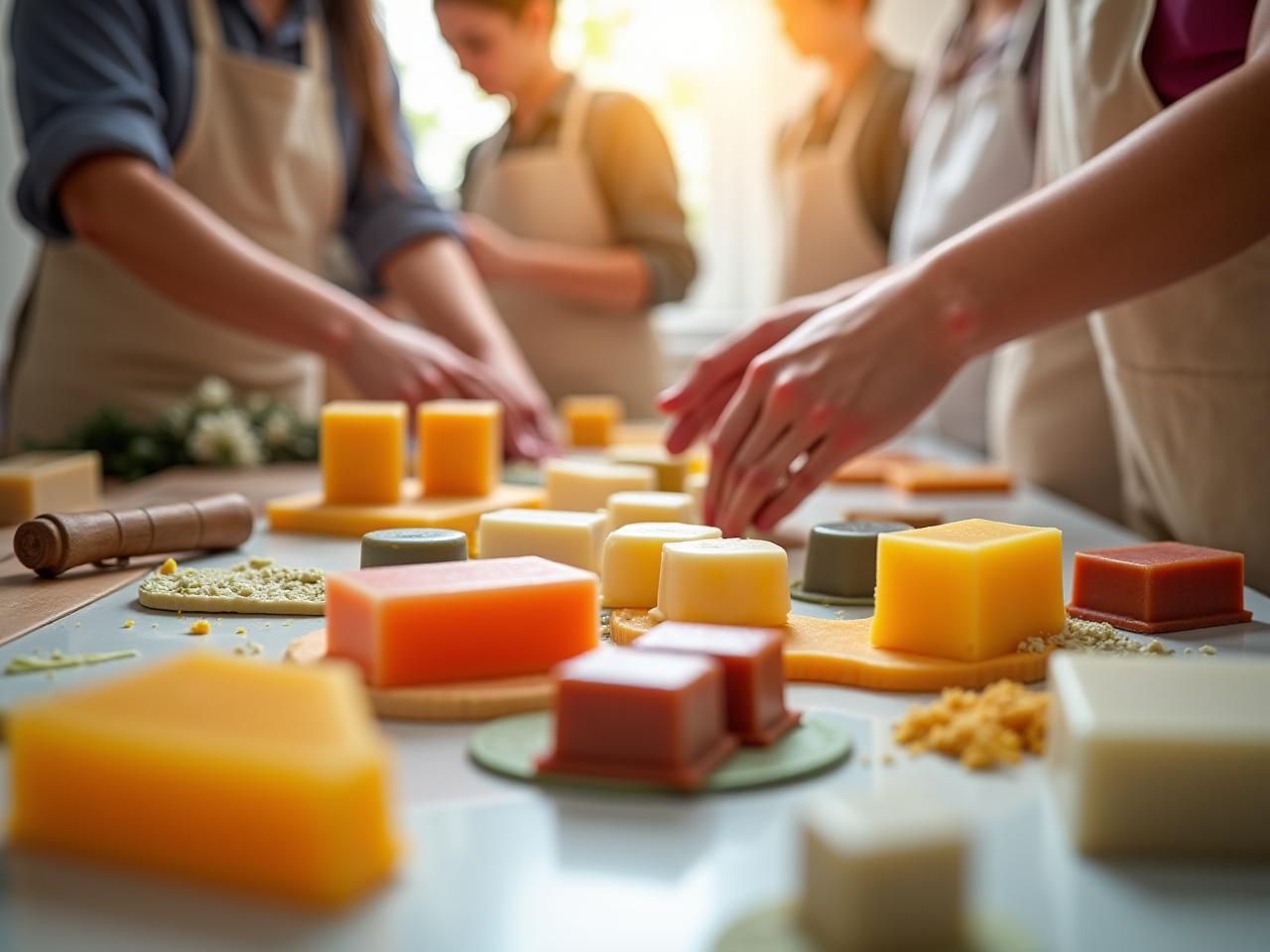 Soap making workshop showing DIY skincare and artisan craft techniques